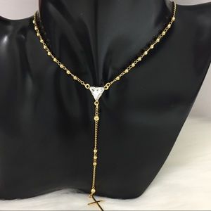 Rosary With Cube Zirconia, In 18K Gold Filled. 20”